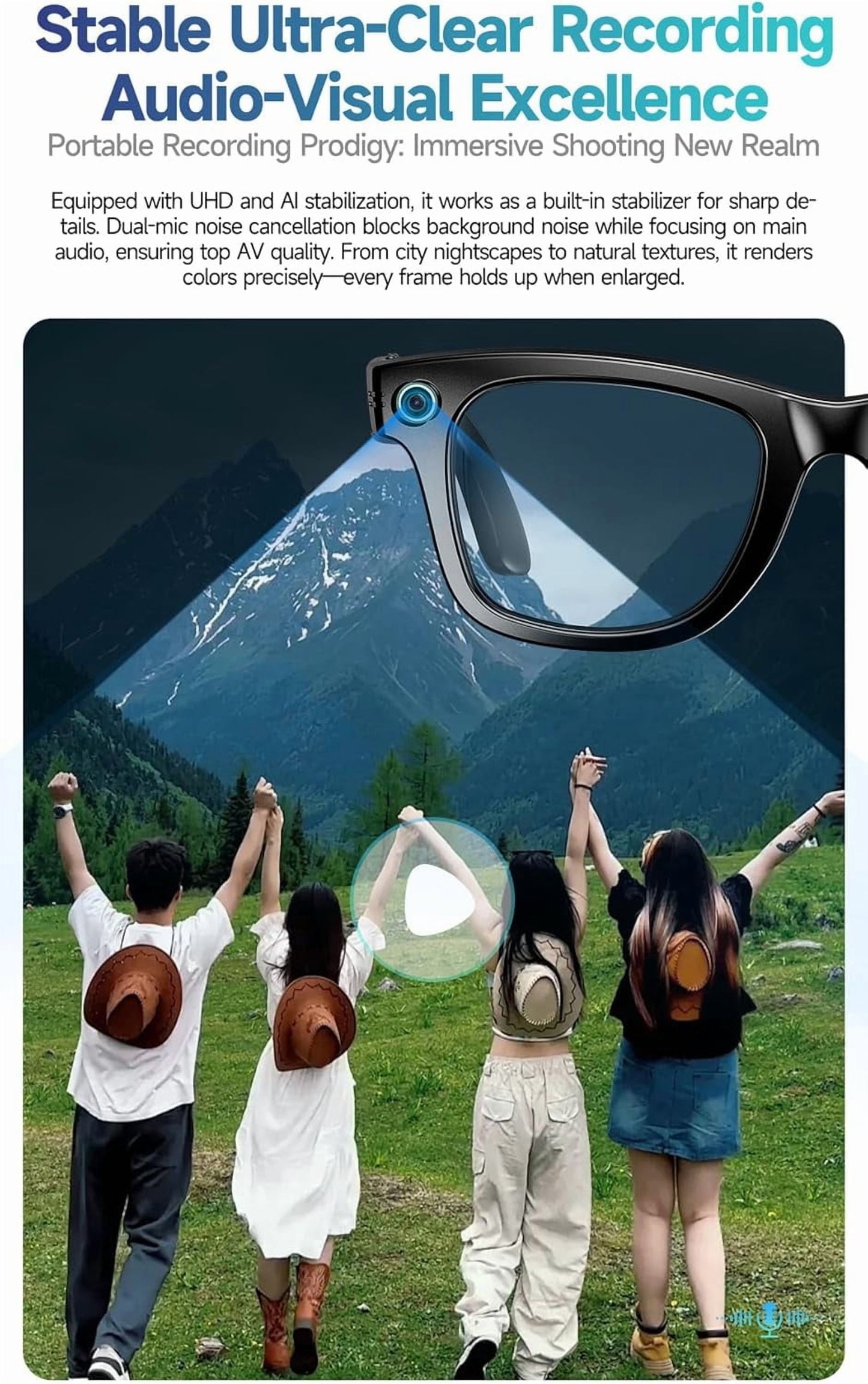 Revolutionary AI Smart Glasses with 800W HD Camera, Bluetooth Connectivity, and UV Protection for Ultimate Comfort and Clarity