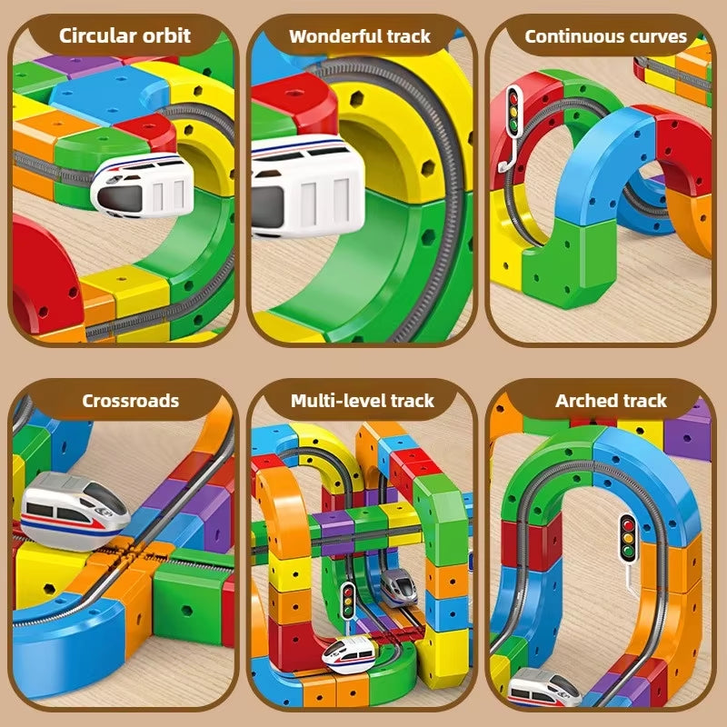 Engaging Magnetic Rail Car Cube Toy Set - Educational DIY Building Blocks for Kids 6-12 Years - Perfect Christmas Gift!