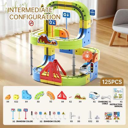 Engaging Magnetic Rail Car Cube Toy Set - Educational DIY Building Blocks for Kids 6-12 Years - Perfect Christmas Gift!