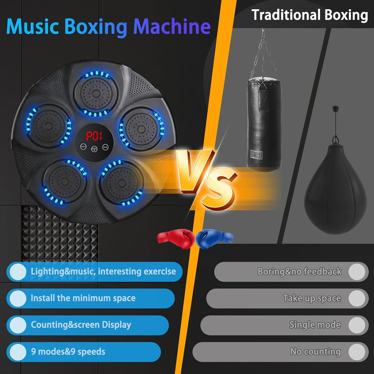 Revolutionary Smart Music Boxing Machine with Gloves – Your Ultimate Wall-Mounted Bluetooth Boxing Trainer for Home Workouts!
