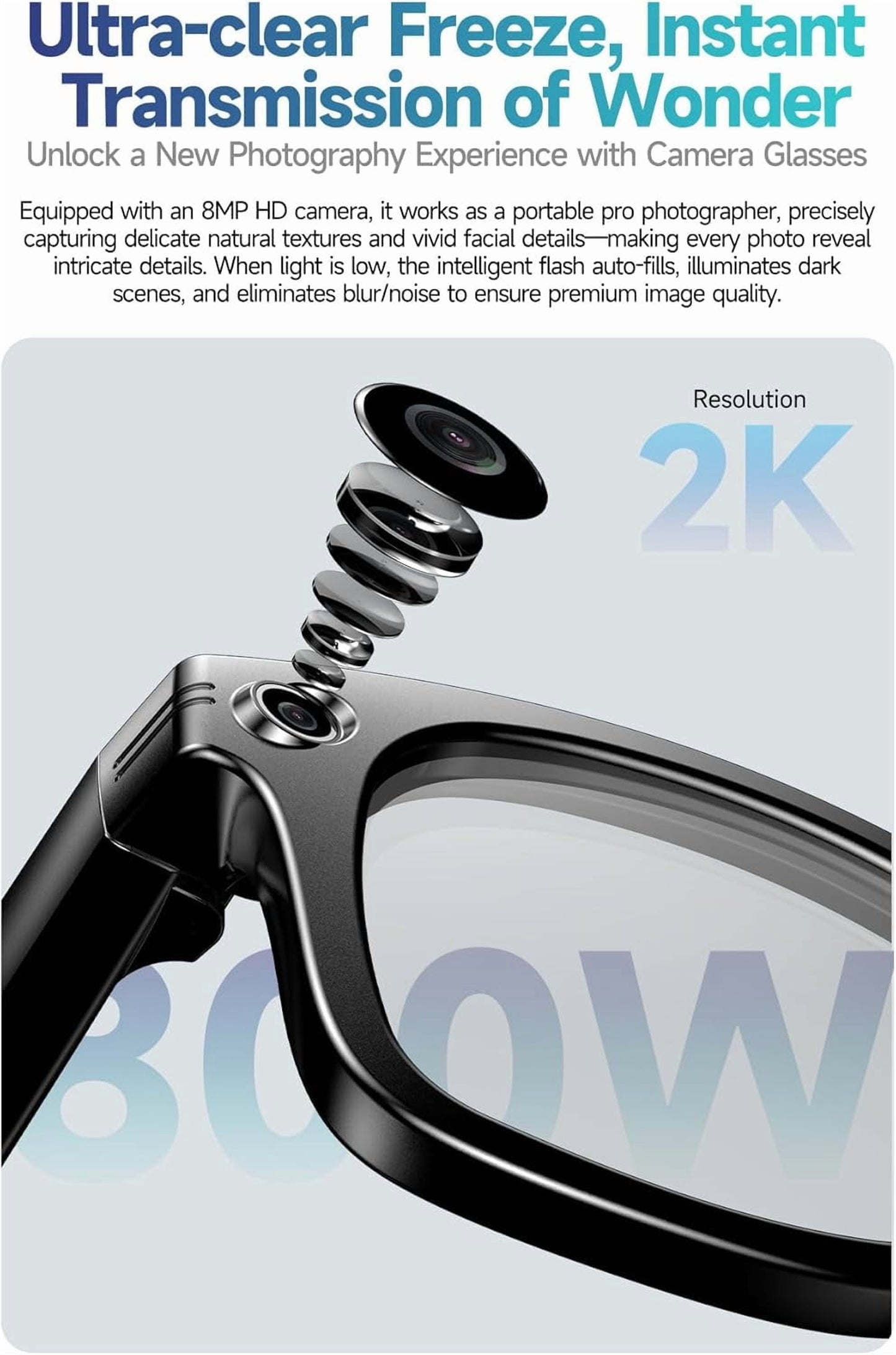 Revolutionary AI Smart Glasses with 800W HD Camera, Bluetooth Connectivity, and UV Protection for Ultimate Comfort and Clarity
