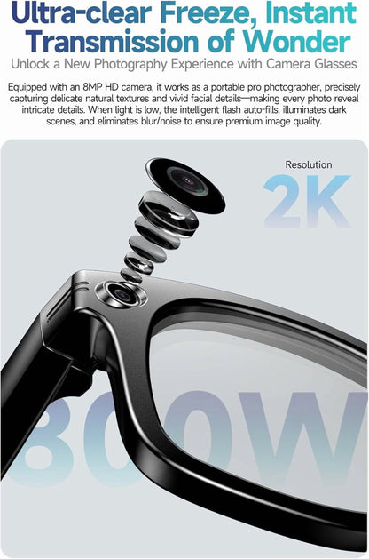 Revolutionary AI Smart Glasses with 800W HD Camera, Bluetooth Connectivity, and UV Protection for Ultimate Comfort and Clarity