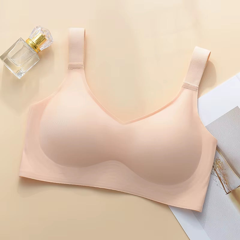 Jelly Support Seamless Bra for Big Breasts, Slim Fit, Push-Up Anti-Sagging, Wire-Free Underwear, Sports Bra, Breathable