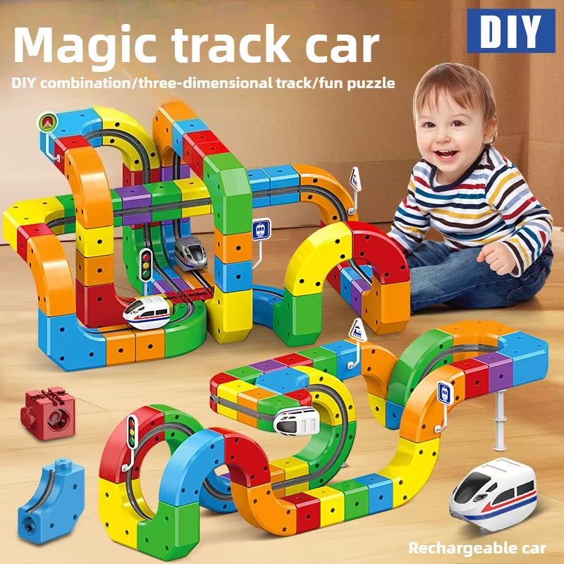 Engaging Magnetic Rail Car Cube Toy Set - Educational DIY Building Blocks for Kids 6-12 Years - Perfect Christmas Gift!