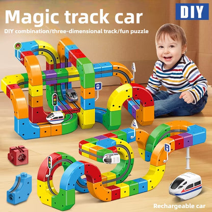 Engaging Magnetic Rail Car Cube Toy Set - Educational DIY Building Blocks for Kids 6-12 Years - Perfect Christmas Gift!