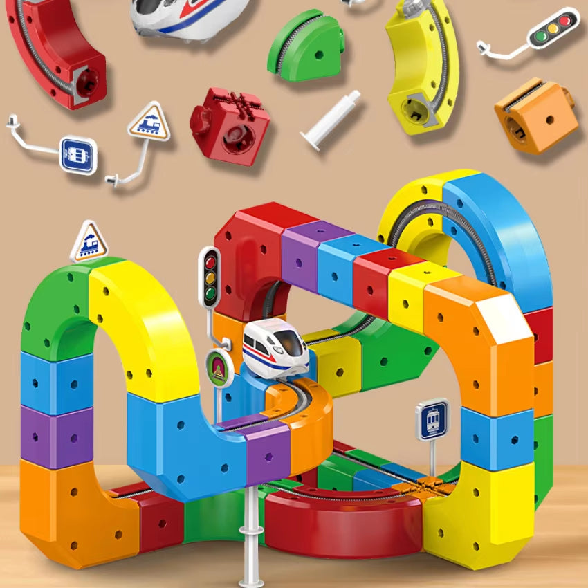 Engaging Magnetic Rail Car Cube Toy Set - Educational DIY Building Blocks for Kids 6-12 Years - Perfect Christmas Gift!