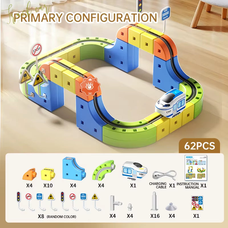Engaging Magnetic Rail Car Cube Toy Set - Educational DIY Building Blocks for Kids 6-12 Years - Perfect Christmas Gift!
