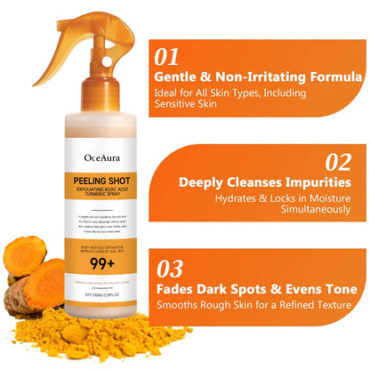 Revitalize Your Skin with Body Keratin Care Kojic Acid & Turmeric Exfoliating Spray - Nourishing & Hydrating Solution for All Skin Types!