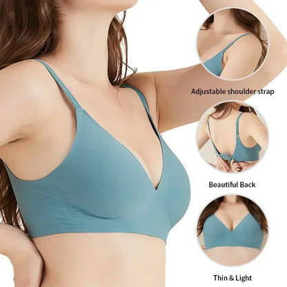 Experience Ultimate Comfort with Our Wireless Latex Jelly Seamless Bras - Removable Padded Bralette for Everyday Wear