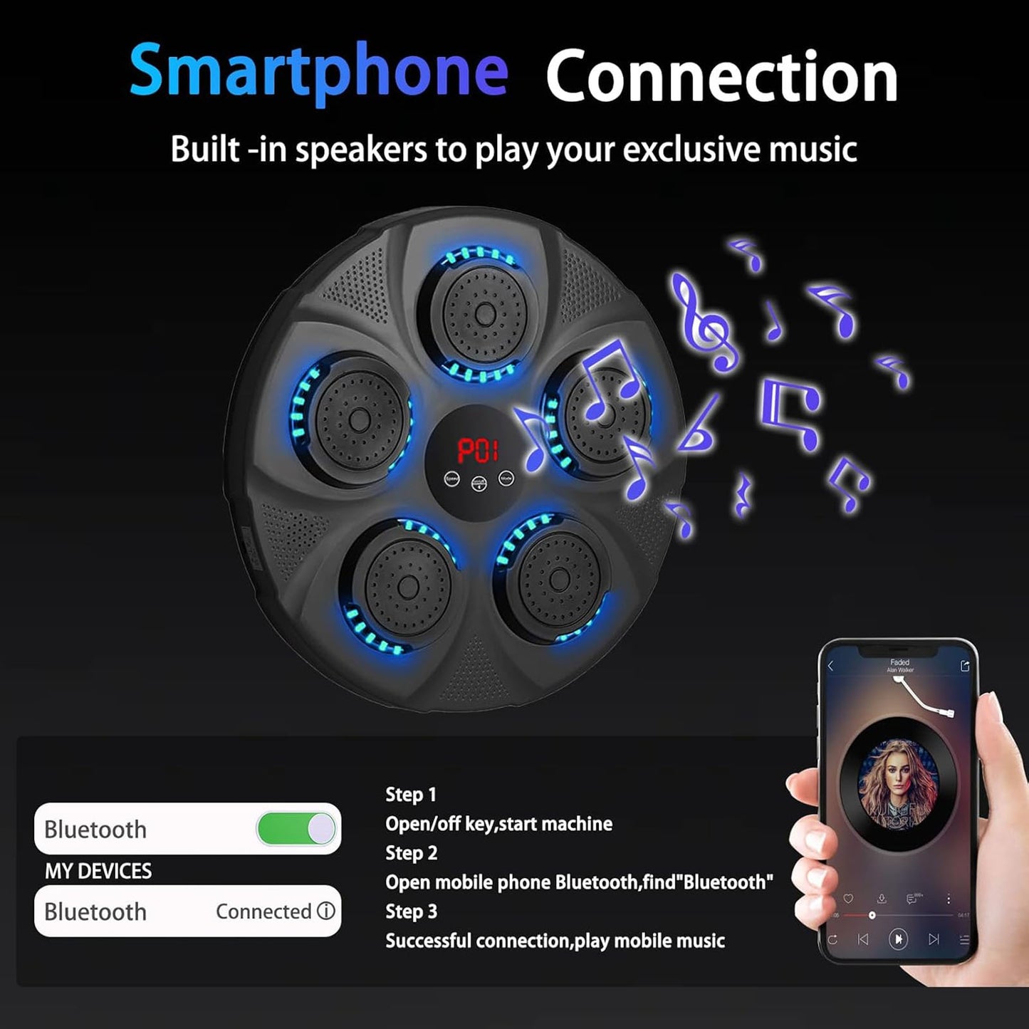Revolutionary Smart Music Boxing Machine with Gloves – Your Ultimate Wall-Mounted Bluetooth Boxing Trainer for Home Workouts!