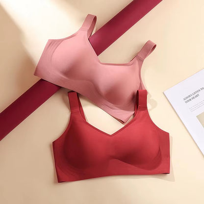 Jelly Support Seamless Bra for Big Breasts, Slim Fit, Push-Up Anti-Sagging, Wire-Free Underwear, Sports Bra, Breathable